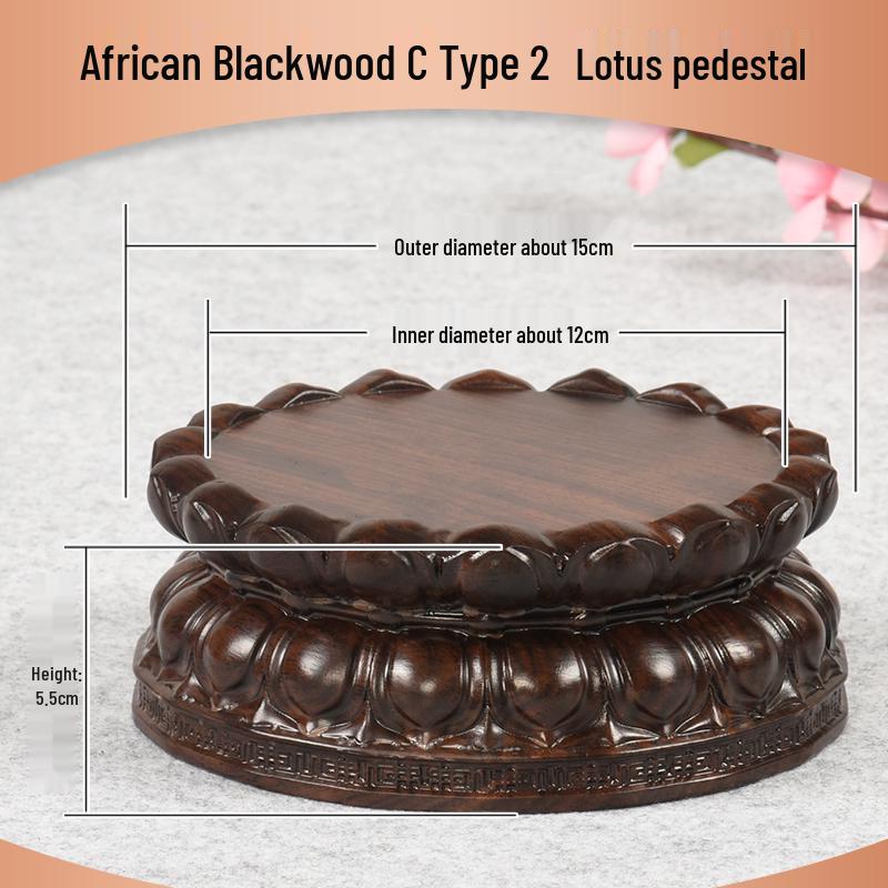 Ebenholz Guanyin Bodhisattva Lotus Sockel, Massivholz geschnitzter runder Opfertablettständer