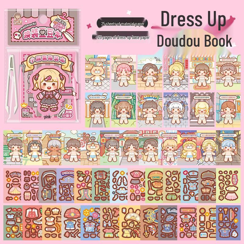 Little Mochi Dress-Up Sticker Book: Girl's Toy, Quiet Book, Birthday Gift Set with Scenery Stickers