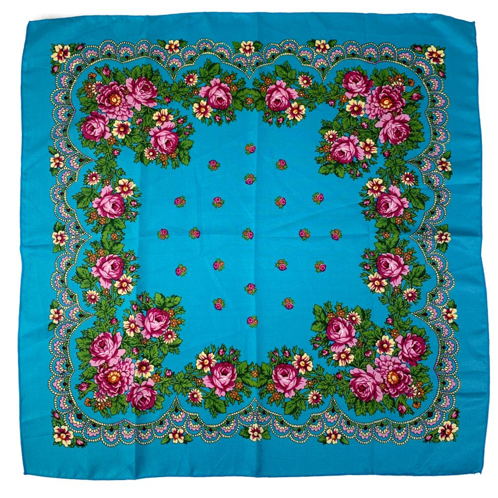70*70Cm Russian Style Square Headband Scarf Luxury Floral Print Bandana Shawl Babushka Handkerchief Head Wraps