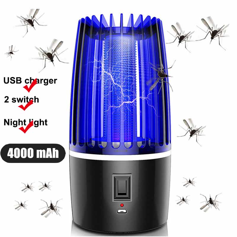 2000/4000mAh USB oppladbar anti-mygglampe Elektrisk sjokk Mute Insektmordere LED insektmiddel Pest Repeller Camping Light
