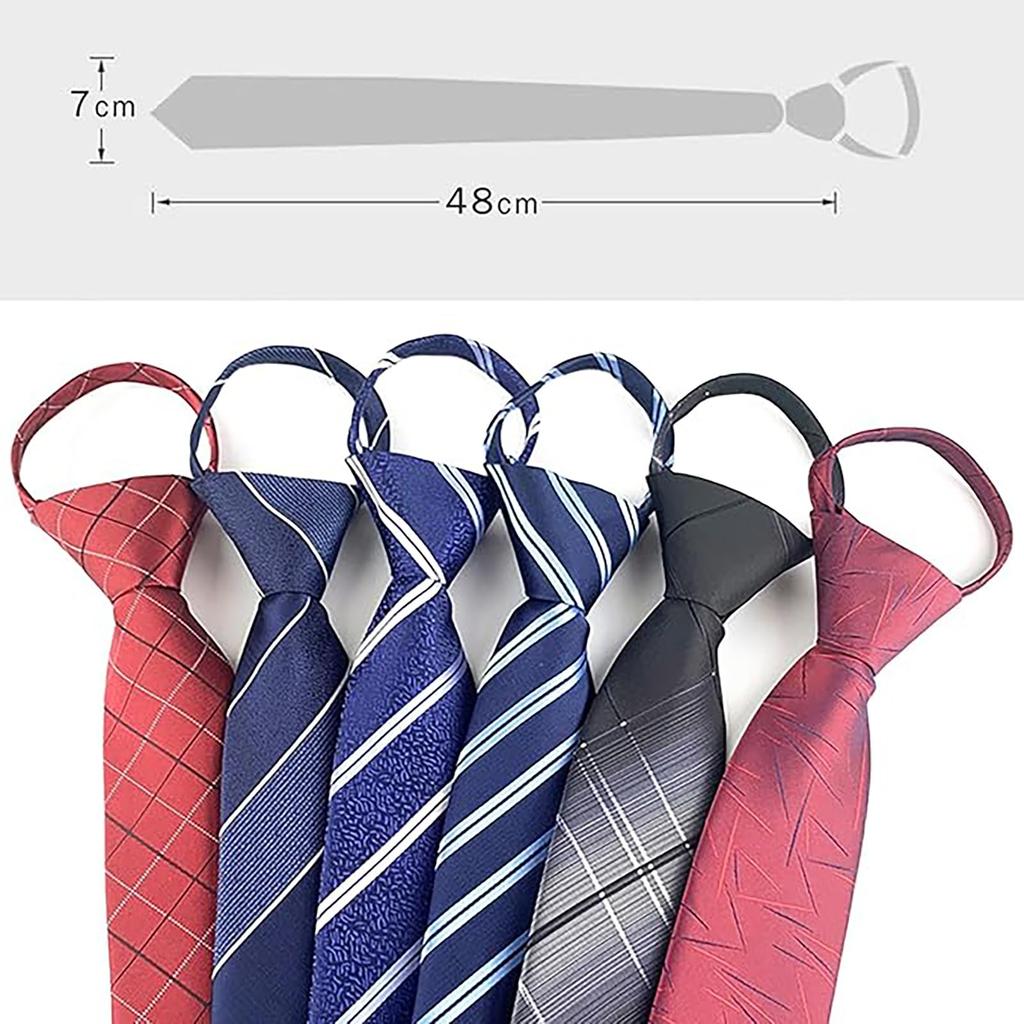 [Love Room] Luxuriöse Ein-Klick-Herren-Business-Krawatte, Reißverschluss-Typ Einfache Krawatte, 5-Sekunden-Anbringung, Markenname, Waschbar, Karomuster-Streifen, Blau, Grau, Schwarz,