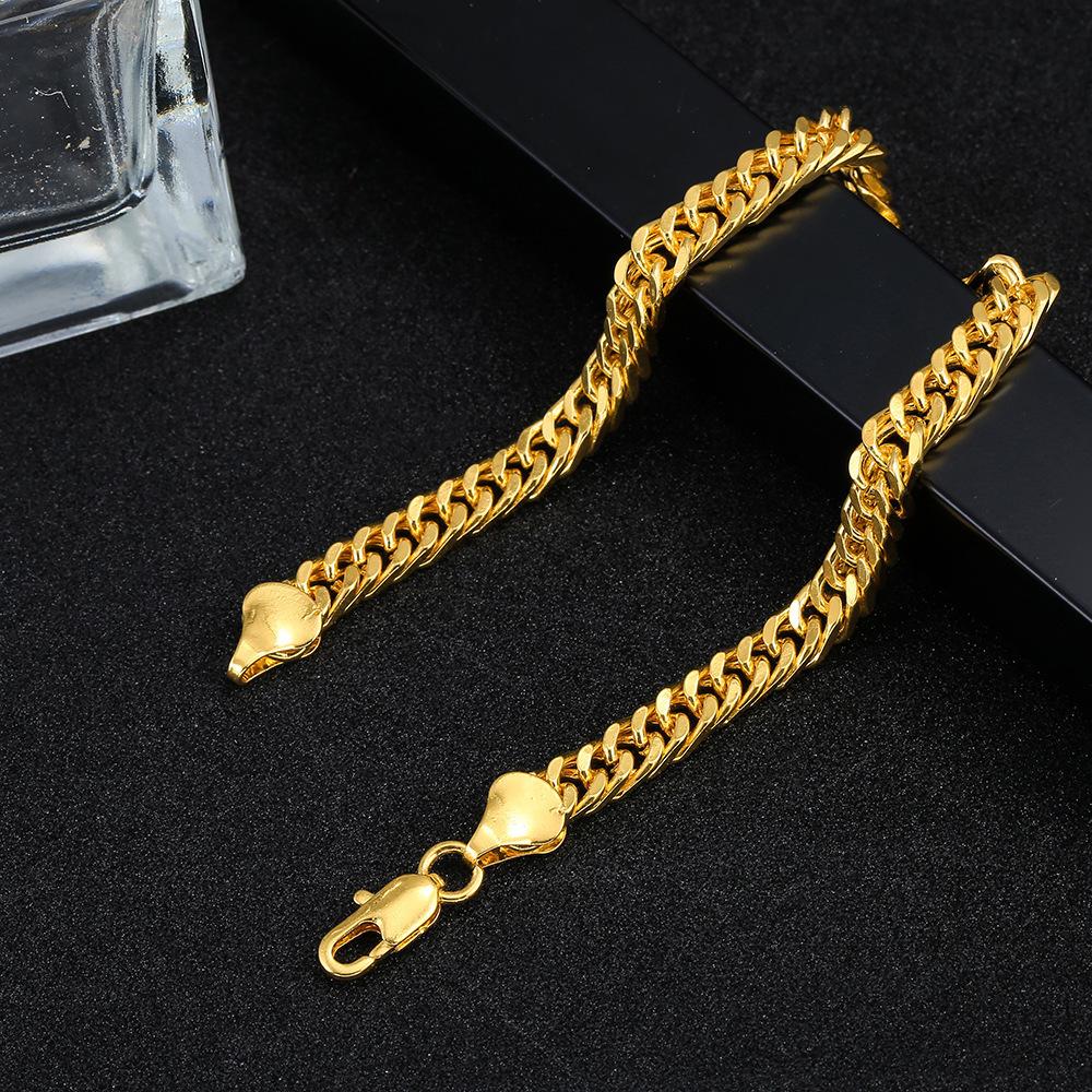 18K Gold Plated Men's 6mm Double Strand Metal Bracelet - Unisex Handmade Jewelry