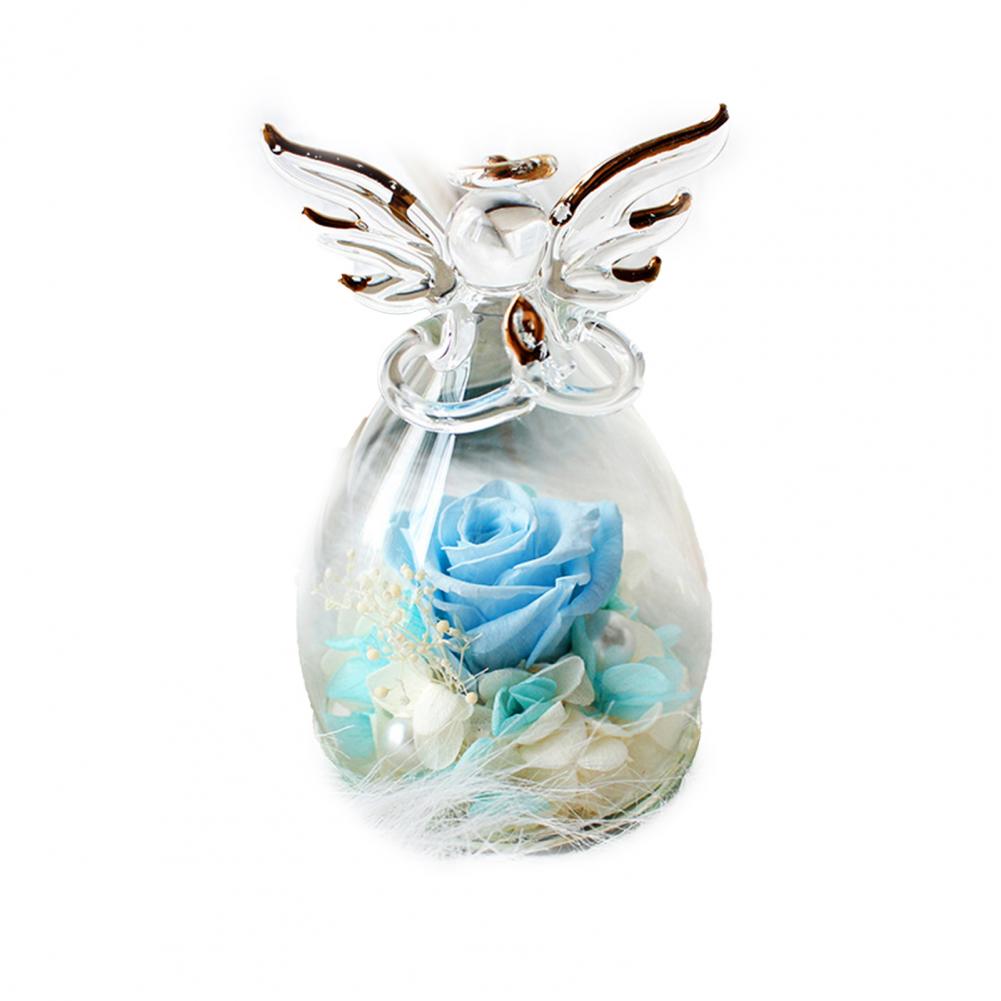 1 Set Little Angel Preserved Roses In Glass Forever Eternal Rose Flower Christmas Birthday Valentine Day Wedding Gift Women Girl