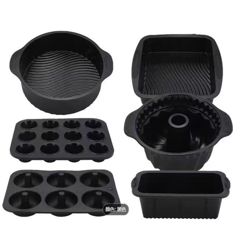 Silicone cake mold six-piece set food grade silicone round cake shop kitchen baking silicone cake mold