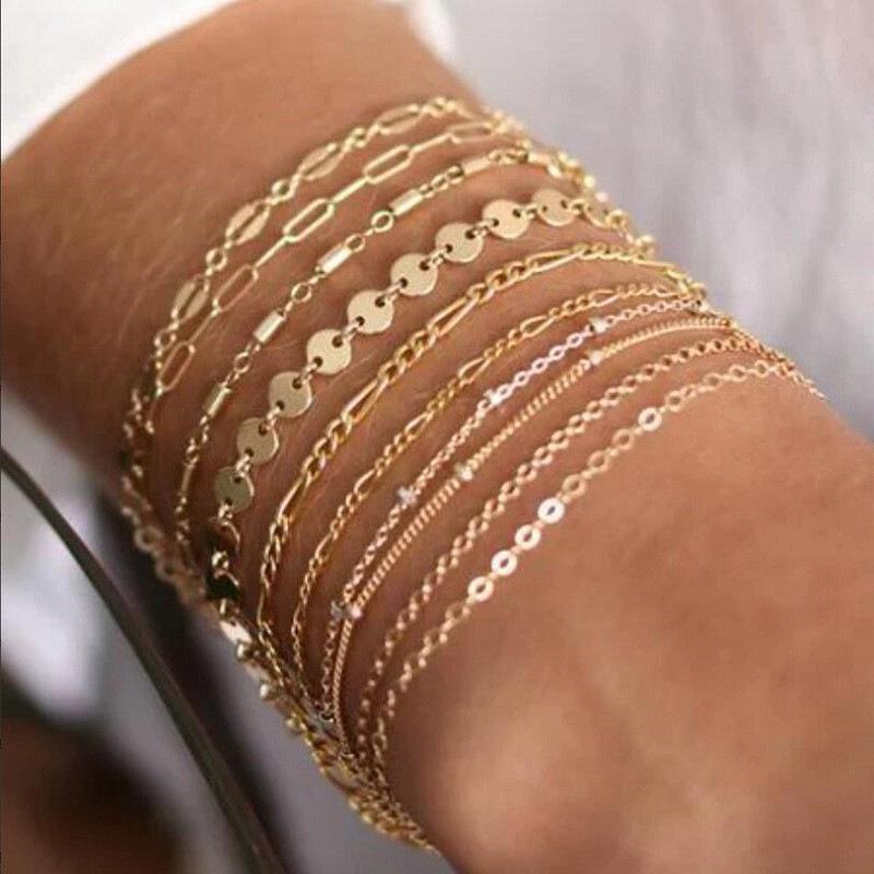 Bohemian Minimalist Multi-layer Women's Chain Bracelet Set