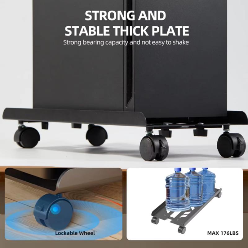 Computer Tower Stand Fits Most PC for Home Office,Mobile CPU Stand, Steel PC Tower Stand CPU Holder with Rolling Caster Wheels