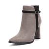 Autumn and Winter New European and American Pointed-toed Thin-heeled Short Boots Women's Suede Splicing Fashionable High-heeled Boots
