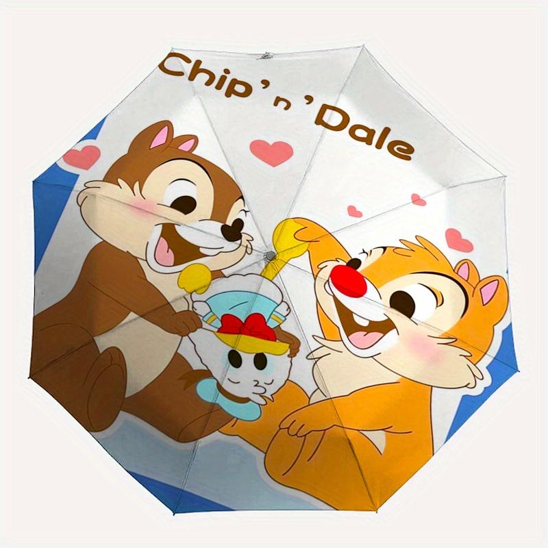 1pc Chip,Dale Automatic Folding Umbrella: Compact 8 Bone Design Cartoon Outdoor Travel Companion, Business Umbrella, Christmas Valentine's D