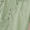 ZANZEA Women Casual Turn Down Collar Loose Short Sleeve Stripe Blouse