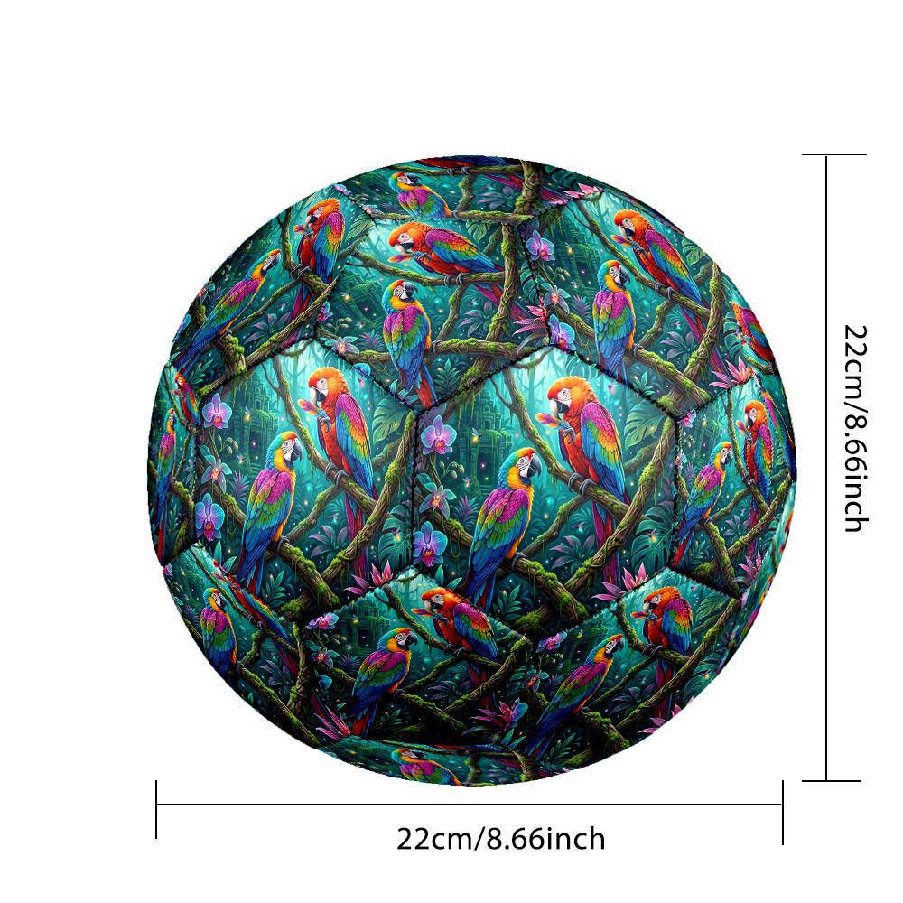 1pc Rainforest Macaws Theme Soccer Ball Football, Size 5, Lightweight PVC, Durable Outdoor Training Soccer Ball, Gift M61450