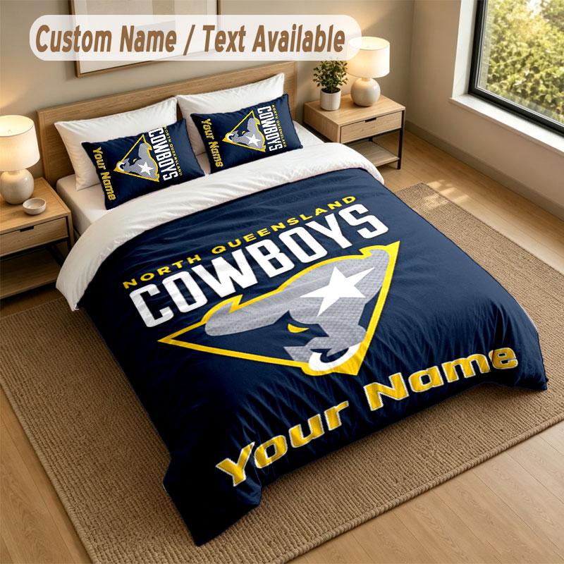 Bedding Set 1 Duvet Cover 2 Pillowcases North Queensland Cowboys Print Soft Bed Linen Bedroom Decor