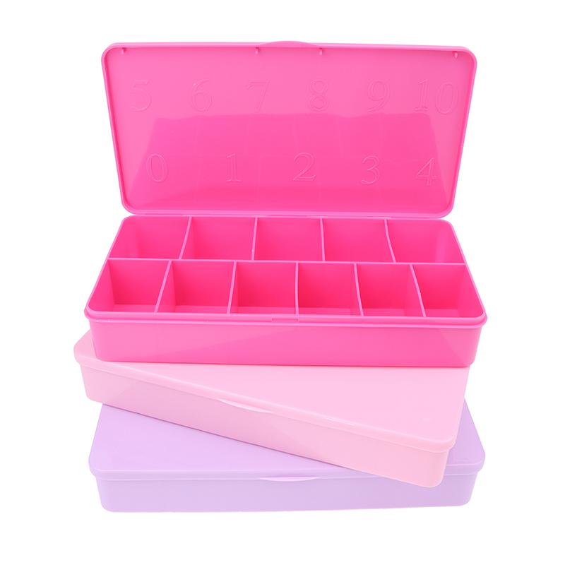 Fake 2 Size Nail Box Nail Tip Empty Box Multicolour Nail Art Case Container Box Acrylic Storage Case 11 Grids Tool