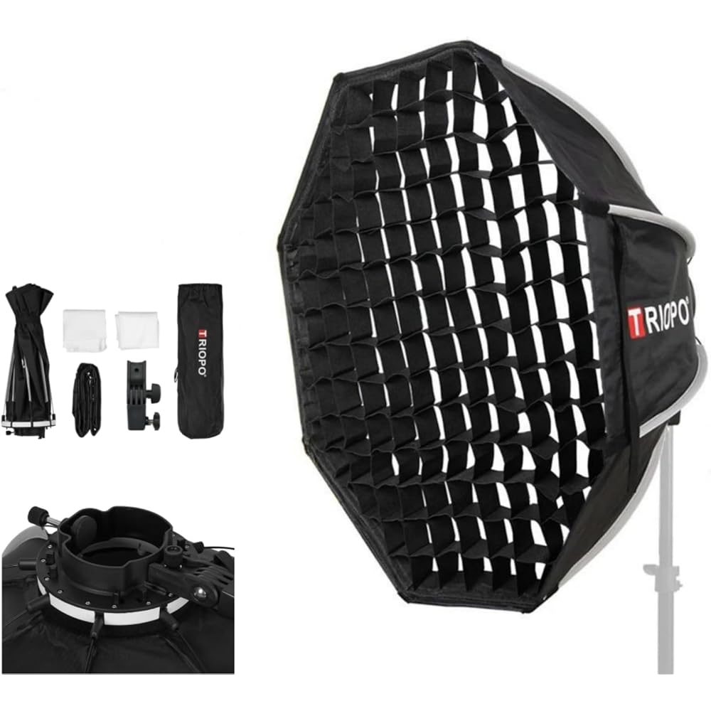 Triopo KX90 90cm/35.4-inch Foldable Outdoor Speedlight Octagonal Softbox Umbrella Softbox for Godox V1 AD200 Pro Round Head Flashlight Diffuser