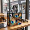 Peacock Feather Pattern Daily Tote Bag Fashion Portable Casual Handbag for Women Outdoor Commute Use