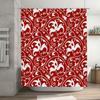 Red White Floral Pattern Shower Curtain Waterproof Bathroom Decor Home Decoration Wall Hanging Tiled Tiles Print Bath Mat Red/Wh