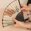 5Styles Retro Style Folding Fan Female Japanese Pattern Retro Cloth Art Craft Gift Home Decoration Ornament Dancing Hand Fan