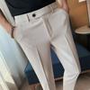 Korean Slim Fit Men's Nine-Point Stripe Dress Pants - Summer Lightweight Casual Skinny Trousers