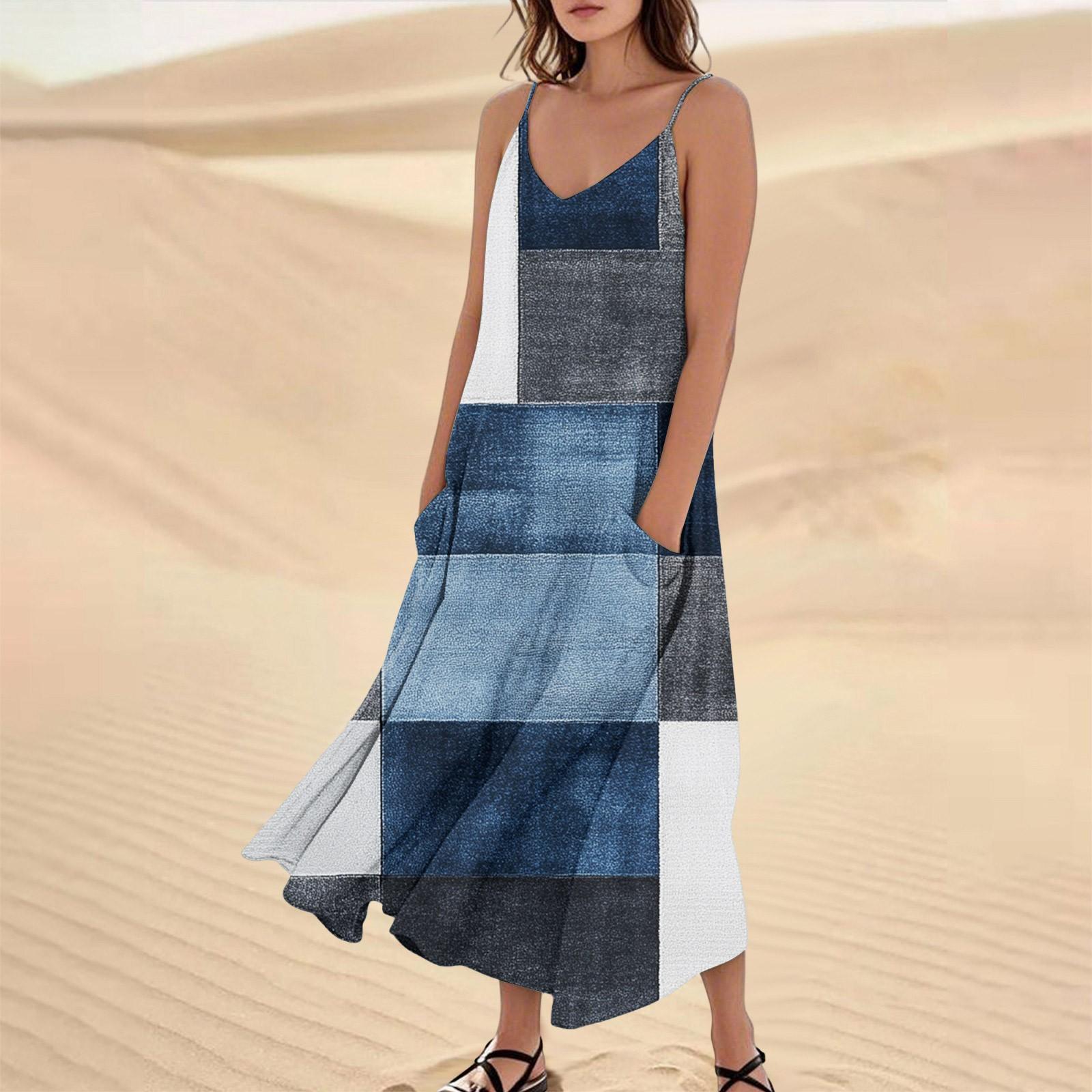 

Женское летнее платье, повседневные свободные длинные пляжные платья для отдыха XL