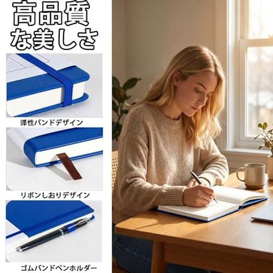 A5 Notebook Hard Cover Dot Grid 80 Pages Inner Elastic Band Ribbon Bookmark Pen Holder Red Suitable diaries work study scenes appropriate as gift