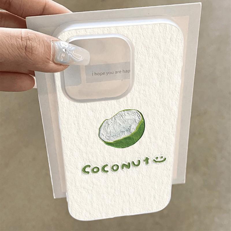 

Oil painting green coconut for iphone16 apple 15promax mobile phone case matte apple 16promax