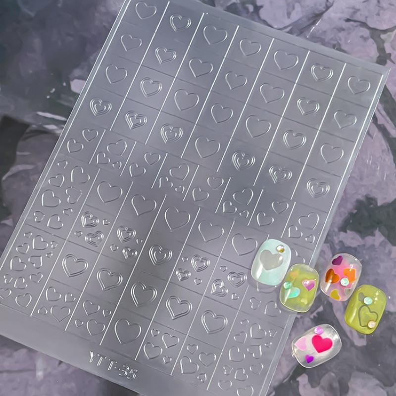 Simple Hollow French Nail Decals Transparent Spray-Painted Heart Butterfly Nail Art Stickers Fashion Manicure Decor