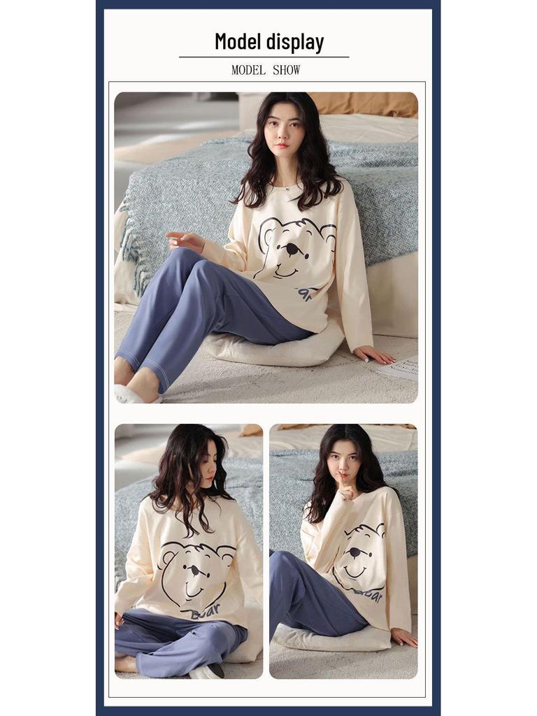 Women's Autumn/Winter Pajama Set: Cute, Girlish Long-Sleeve, Loose, Casual Homewear