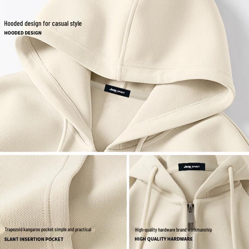 Jeep Herren Kapuzen-Sweatshirt mit Reißverschluss, schwere Qualität