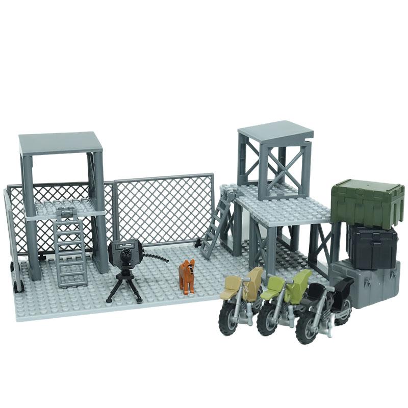 WK2 Militärbasis Moc Sentinel Turm Wachturm Gefängniskäfig Gebäude Modell Militärspielzeug Waffen Baustein DIY Junge Kind Geschenk