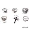 6pcs/Set Punk Men Ring Set Korean Style Skeleton Skull Rings Set Cool Skeleton Rings  Street Wear