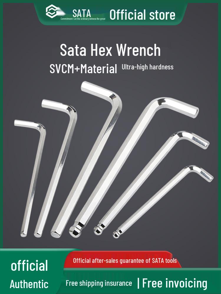 SATA Extra Long Super Hard Ball & Flat Head Hex Wrench Set (1.5-10mm) Short Flat Head [1.5mm] 82304
