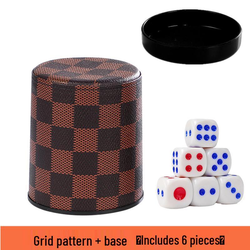 Flockad Ljudabsorberande Läder Tärningskopp Set med 6 Tärningar