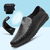 Plus Size Men's Shoes Summer Business Casual Leather Shoes Hollow Leather Sandals One Pedal Loafers