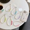 INS Shinny Laser Heart Wrist Straps for iPhone 16 Pro 15 Cute Beaded Glitter Pearl Lanyard Accessory Stylish Mobile Phone Chain