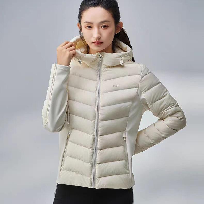 New light white duck down jacket women's autumn and winter warm short hooded outdoor sports yoga clothes