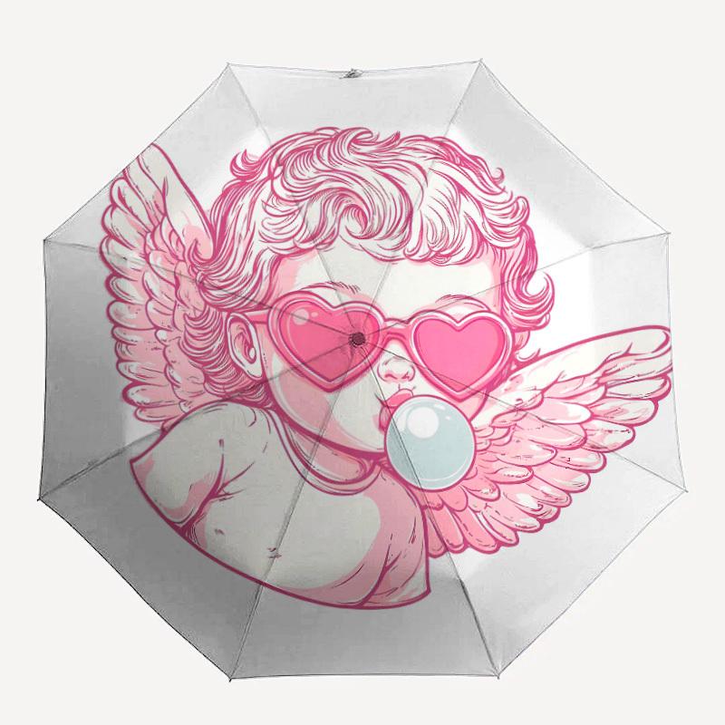 1pc Angel Wings Automatic Open/close Umbrella, 8-Rib sturdy structure, Auto Folding/Opening, Portable Travel Umbrella for Women,150