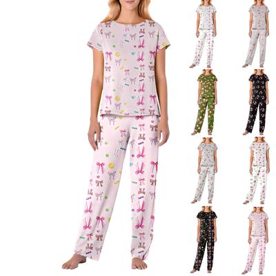 Conjunto de Pijama Corto de Manga para Mujer con Estampado de Mariposas para el Día de San Valentín