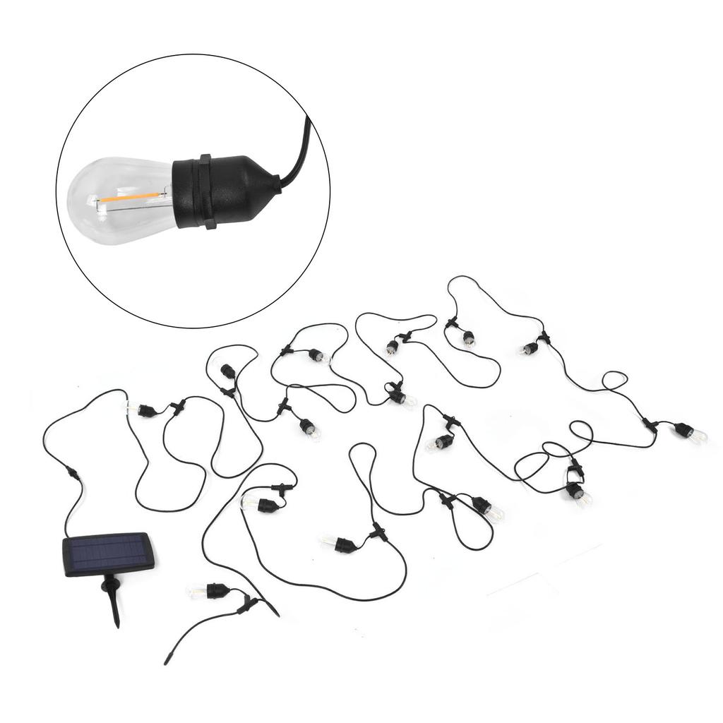 S14 Solar String Lights IP65 15M 4 Lighting Modes Outdoor Patio Light with 15 LED Bulbs