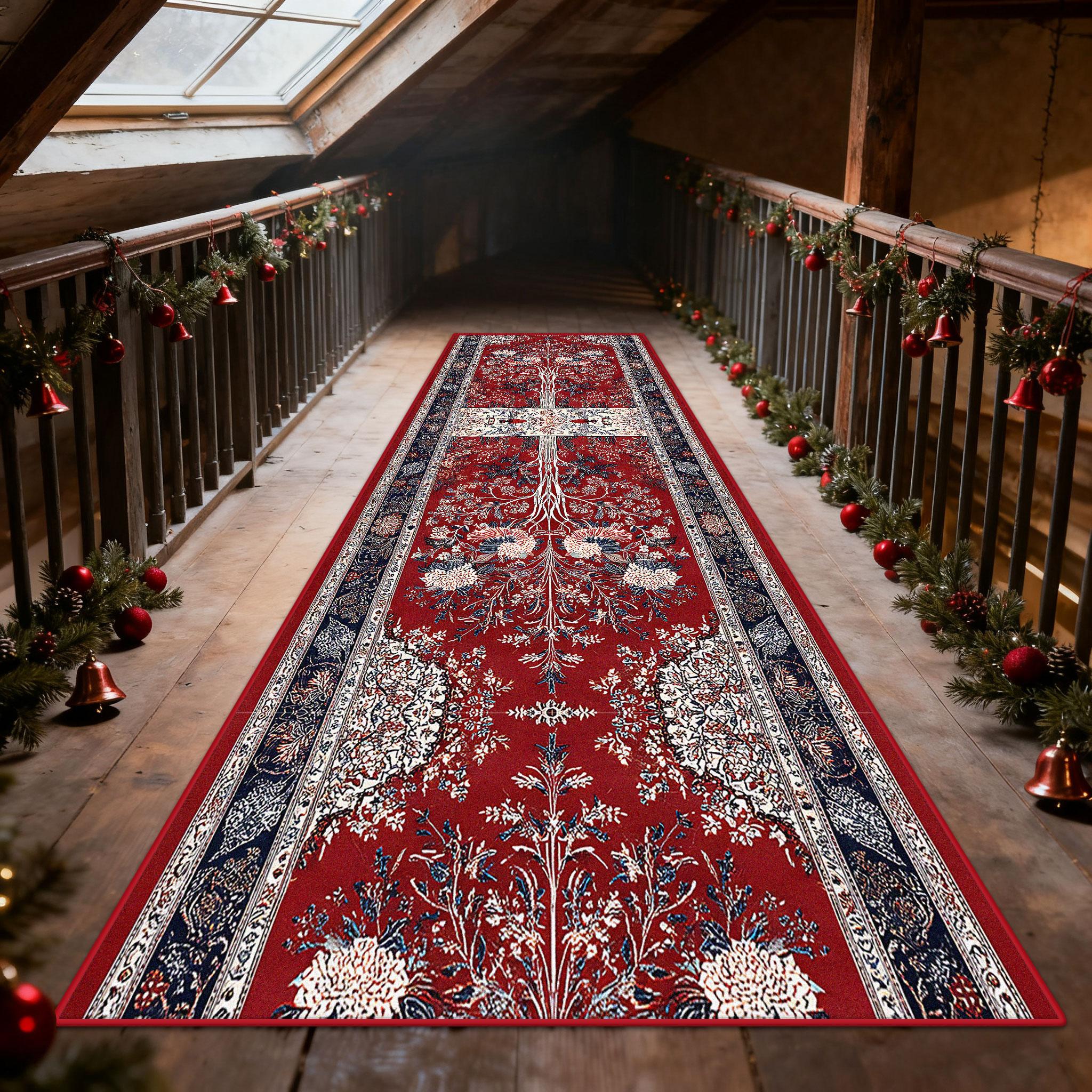 

Persian Ethnic Retro Style Stair Passageway Long Rug Christmas Decor Easy Clean Corridor Hall Runner Carpet Villa Aisle Foot Mat 60x200cm