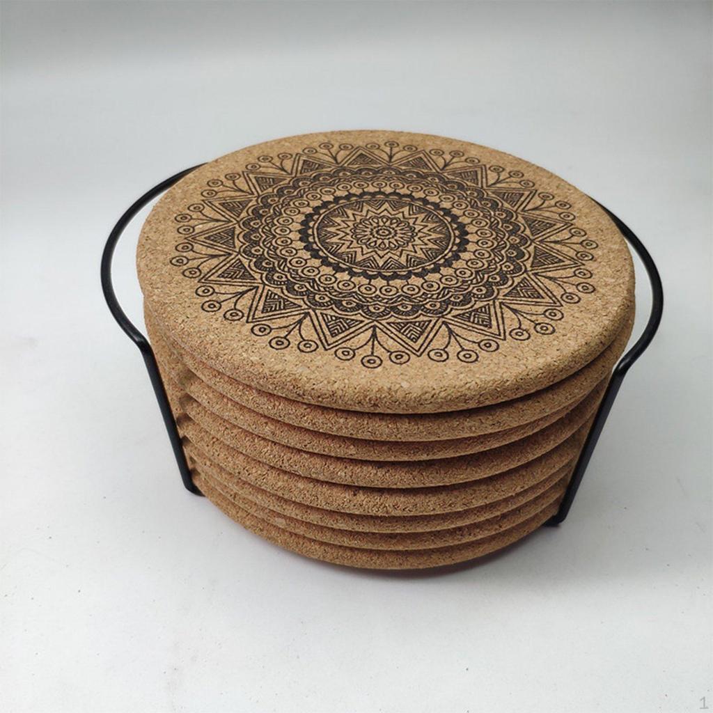 Heat Insulating Cork Mat AntiScald Round Coaster NonSlip Resistant Table for Tea