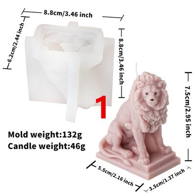 3D Lion Shape Statue Silicone Mold DIY Animal Candle Mould Handmade Soap Aromatherapy Plaster Resin Making Tool Home Desk Decor