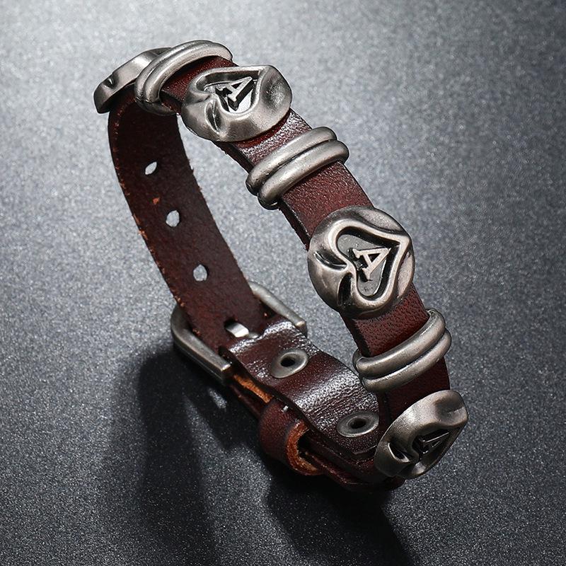 Unisex Vintage Punk Rock Star Cowhide Bracelet