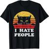 Nienawidzę Ludzi Podglądający Kot Zabawna Osiemdziesiątki Retro Sprany T-Shirt