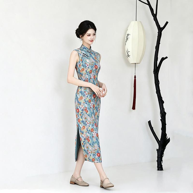 Sleeveless national style, new Chinese Suzhou long cheongsam, improved young 1011 new women's high-end sense, daily wear