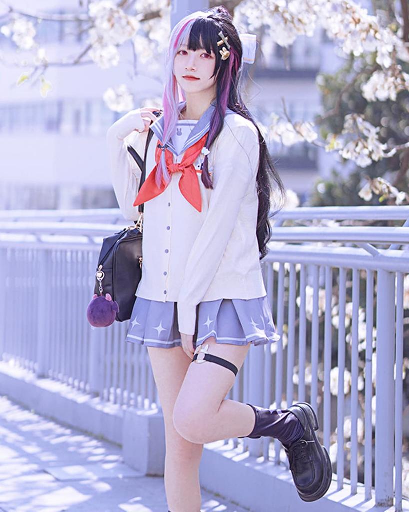 [Milky Time] Nijisanji Yami Rena Cosplay Virtual Halloween VTuber JK Uniform