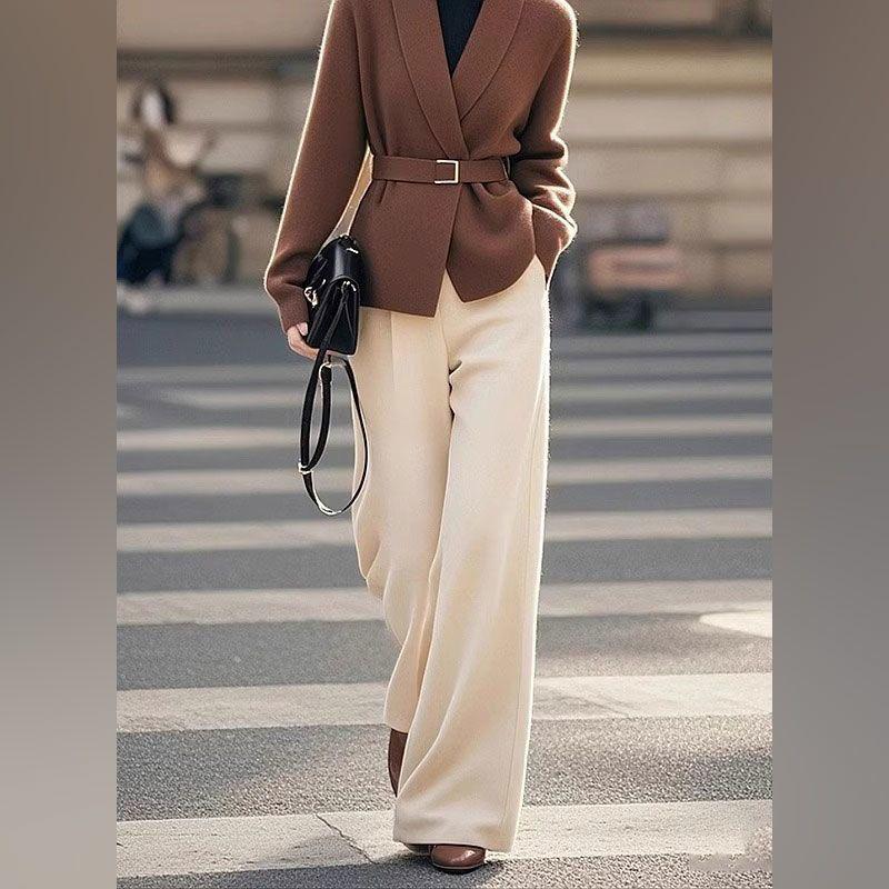 New 2026 Korean Style Professional Knit Two-Piece Set for Women - Spring/Autumn Outfit with Pants