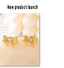 Gold-Plated Zircon Heart Stud Earrings with Pleated Bow Design