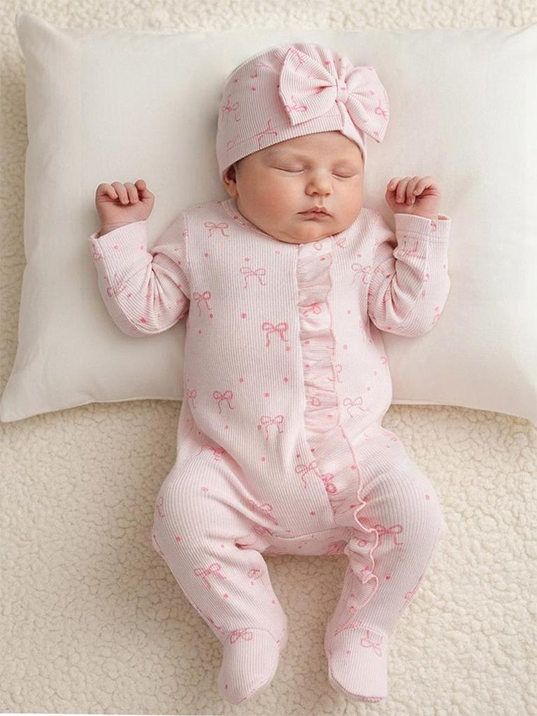 Spring & Autumn Newborn Baby Bodysuit - Warm Full Moon Girl Romper