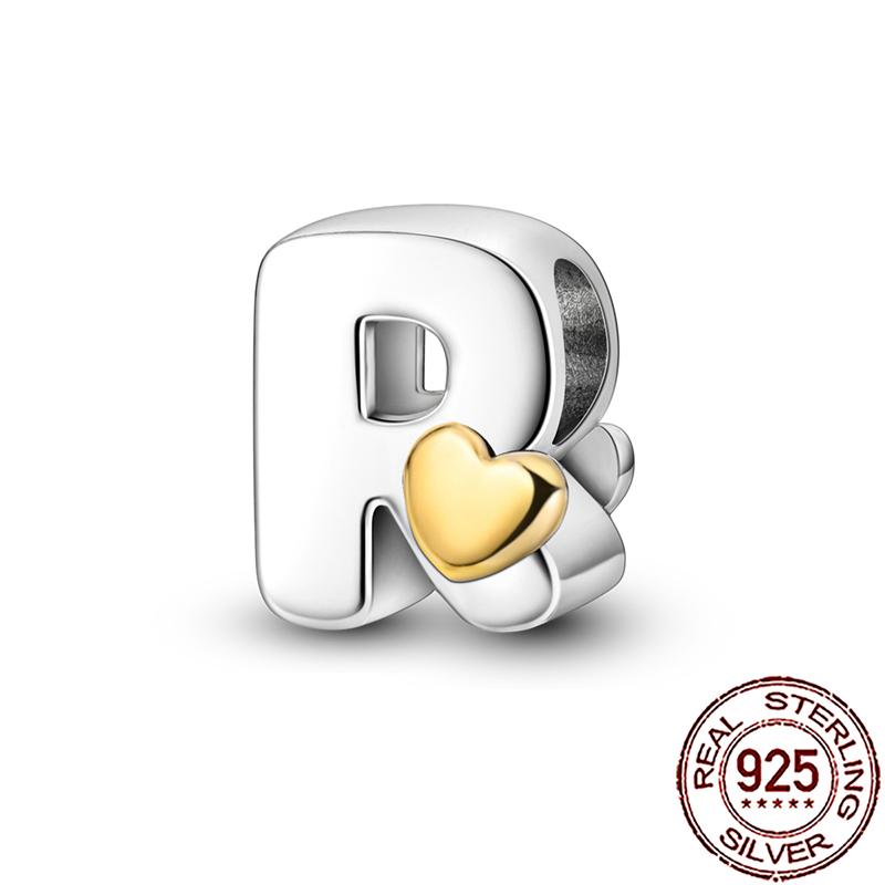 New Stylish Charms Genuine Copper Heart Alphabet Letter A B C Charm Beads Fit Snake Chain Arm Bracelet Necklace Women Do-It-Yourself Jewelry