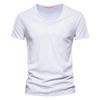 Summer Men's Solid Bamboo Cotton V-Neck T-Shirt - Hot Selling European & American Style