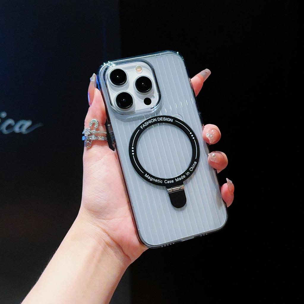 Apple 16 Pro Max Case: Transparent, Non-Slip, Corrugated Shell with Integrated Stand for iPhone 16 Series, Skin-Feel Finish